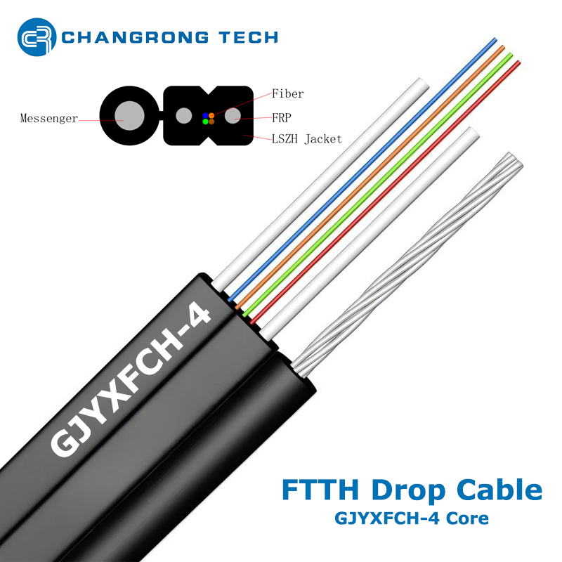 GJYXFCH 1,2,4 Cavo in fibra ottica drop FRP monomodale non metallico Mini FIG8 FTTH